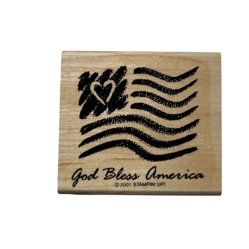 VTG Stampin Up Wood‎ Mount Stamps God Bless America Special Edition 2001 Retired